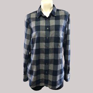 J. Crew 3 Tone Blues Checkered Long Sleeve Button Up Shirt Med